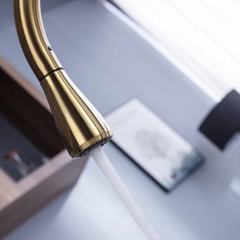 Pull Out Kitchen Faucet SDSN Gold Brushed Pull Down Kitchen Faucets Stainless