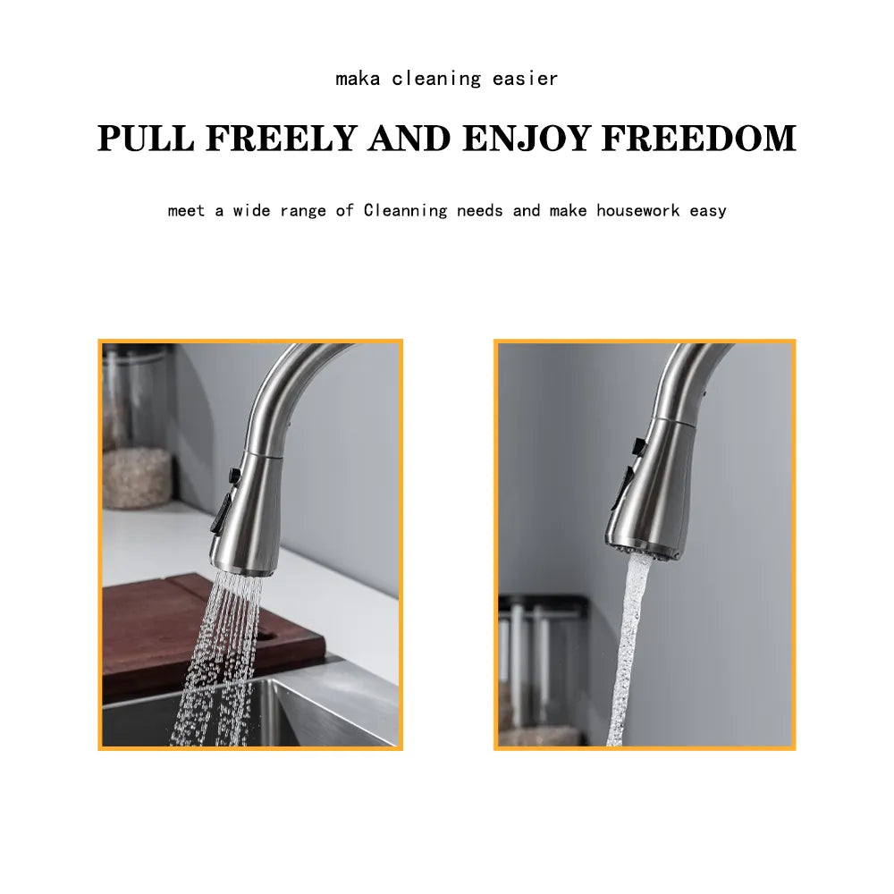 Smart Touchless Kitchen Faucet Brushed Poll Out Infrared Sensor Faucets