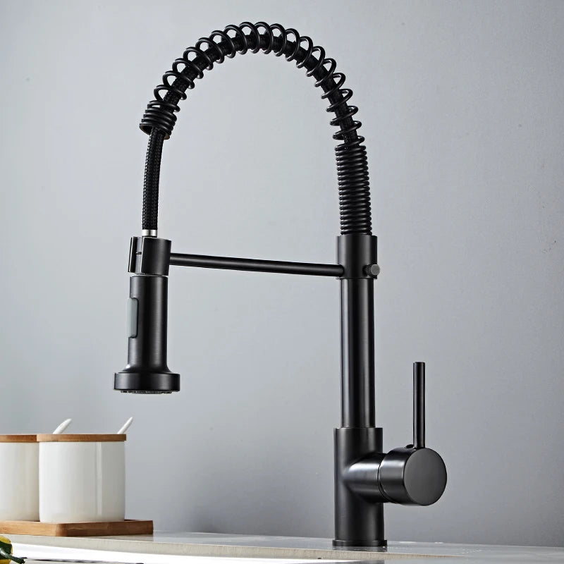 MOLI Brass Black Kitchen Faucets Deck Mounted Mixers Taps 360 Degree