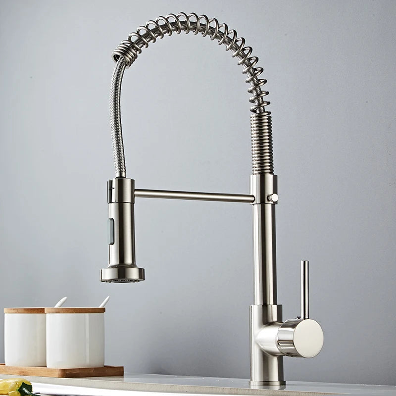 MOLI Brass Black Kitchen Faucets Deck Mounted Mixers Taps 360 Degree