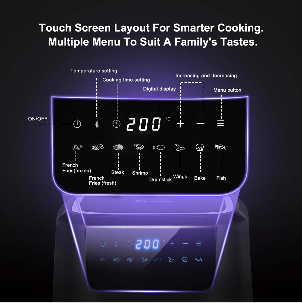 BioloMix Air Fryer One Touch Screen With 8 Cooking Functions