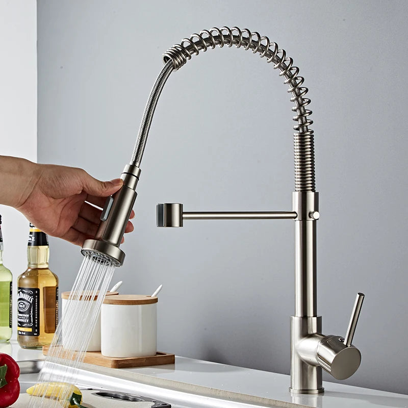 MOLI Brass Black Kitchen Faucets Deck Mounted Mixers Taps 360 Degree